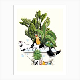 Panda Bear Relaxing In The Bath Art Print