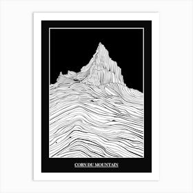 Corn Du Mountain Line Drawing 3 Poster Art Print