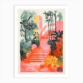 Jardin Botanico De Rio De Janeiro Gardens Abstract Riso Style 2 Art Print