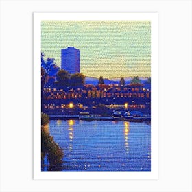 Riverside, City Us  Pointillism Art Print