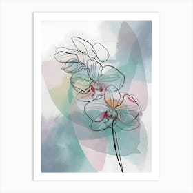 Orchids On A Watercolor Background Art Print