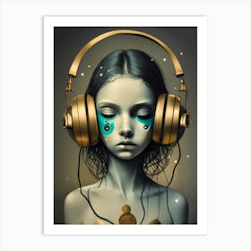 Girl With Headphones 54 Art Print