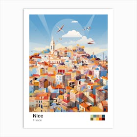 Nice, France, Geometric Illustration 2 Poster Art Print