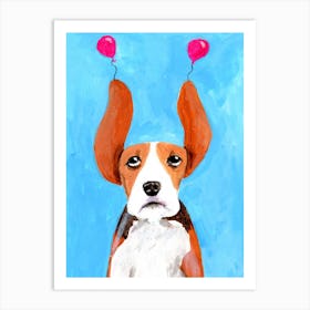 Beagle With Balloons Art Print