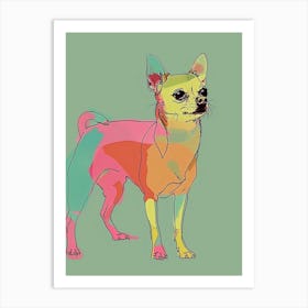 Chihuahua Dog Pastel Line Illustration  3 Art Print
