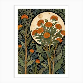 William Morris Moonlight Over Flowers Art Print