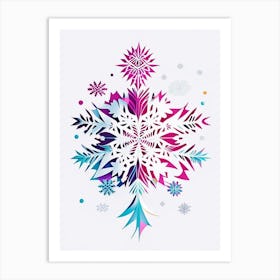 Intricate, Snowflakes, Minimal Line Drawing 2 Art Print