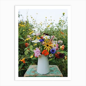 A Vase Of Colourful Flowers Art Print