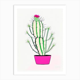 Easter Cactus Minimal Line Drawing Art Print