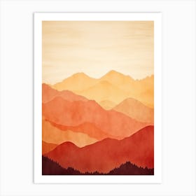 Watercolor Mountain Landscape Art Print