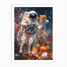 Astronaut With A Bouquet Of Flowers 11 Art Print