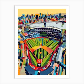 Yankee Stadium New York Colourful Silkscreen Illustration 2 Art Print