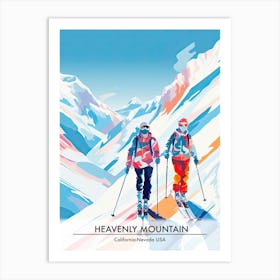 Heavenly Mountain   California Nevada Usa, Ski Resort Poster Illustration 1 Art Print