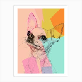 Chihuahua Dog Pastel Line Illustration  2 Art Print