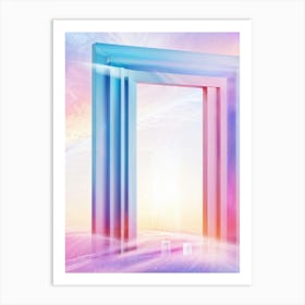 Geometric Portal Swirled With Dreamy Abstract Pastel Sky Prismatic Refractions Within Sleek Shar (1) Art Print