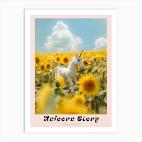 Toy Unicorn In A Sunflower Field Poster Art Print