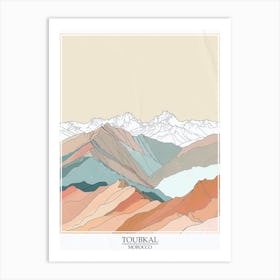 Toubkal Morocco Color Line Drawing 7 Poster Art Print