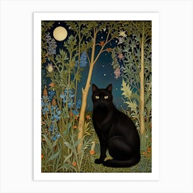 William Morris Black Cat In The Woods 1 Art Print