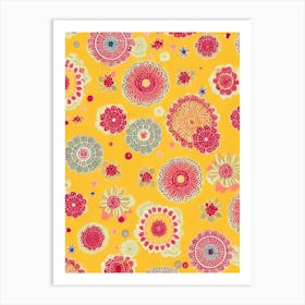 Cosmos Floral Print Retro Pattern 2 Flower Art Print