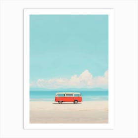 Travel Bus On The Beach Art Print