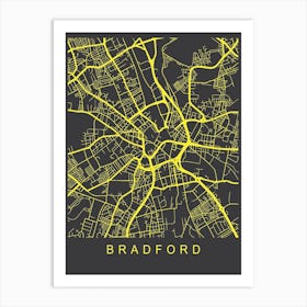 Bradford Map Neon Art Print