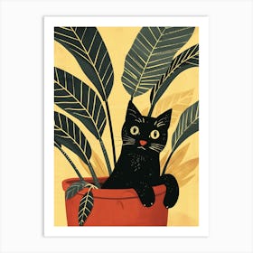 Cute Black Cat in a Plant Pot 17 Art Print