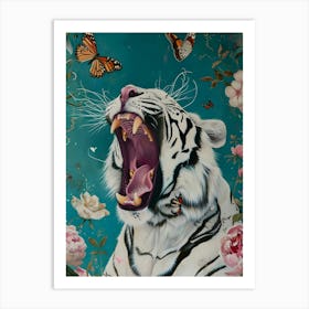 Tiger With Butterflies Art Print