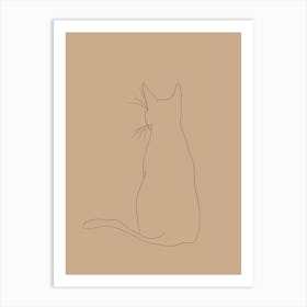 Cat Sitting - Boho, Line Art 6 Art Print