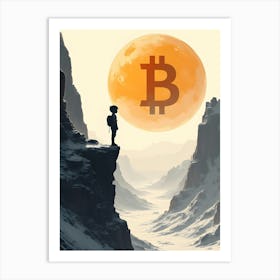 Moon And Bitcoin Art Print