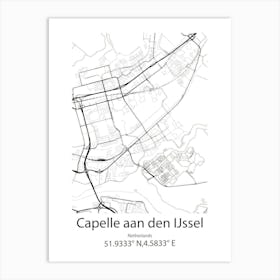 Capelle Aan Den Ijssel,Netherlands Minimalist Map Art Print