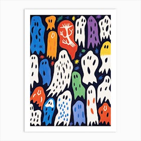Cut Out Ghosts, Matisse Style, Halloween Spooky Art Print