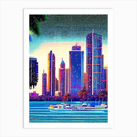 Miami City, City Us  Pointillism Art Print