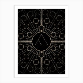 Geometric Glyph Radial Array in Glitter Gold on Black n.0232 Art Print