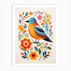 Scandinavian Bird Illustration European Robin 1 Art Print