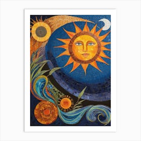 Sun And Moon Mosaic Art Print