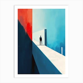 Man On A Bridge, Minimalism Art Print