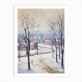 Winter City Park Painting Kalemegdan Park Belgrade Serbia 3 Art Print