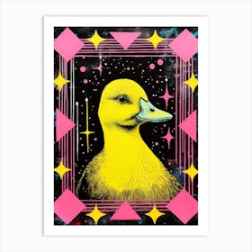 Duck At Night Pink Yellow Blue 1 Art Print
