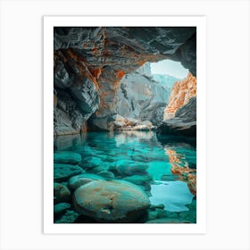 Cave With Blue Water Art Print