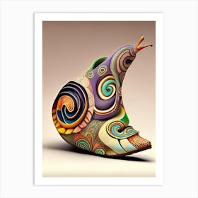 Snail In A Shoe Patchwork Art Print