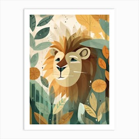 Lion Jungle Cartoon Illustration 1 Art Print