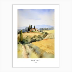 Tuscany Italy Watercolour Travel Poster 2 Art Print