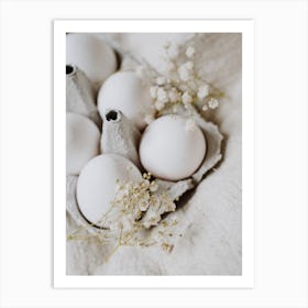 White Eggs With Baby'S Breath Art Print