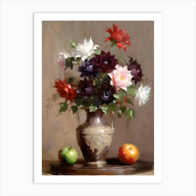 Dark Flowers In A Vase Art Print