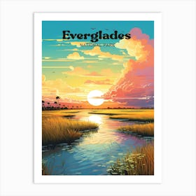Everglades National Park Florida Swamp Modern Travel Illustration Art Print