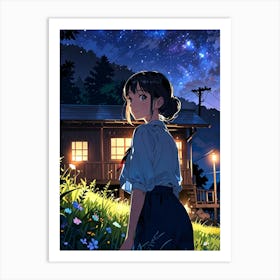 anime night sky 1 Art Print