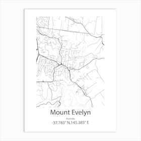 Mount Evelyn,Australia Minimalist Map Art Print