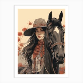 Wanderlust Cowgirl Illustration 2 Art Print