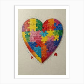 Autism Puzzle Heart Art Print