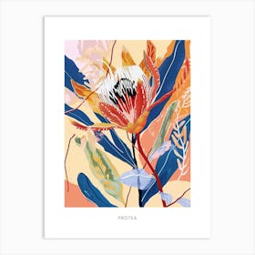 Colourful Flower Illustration Poster Protea 1 Art Print